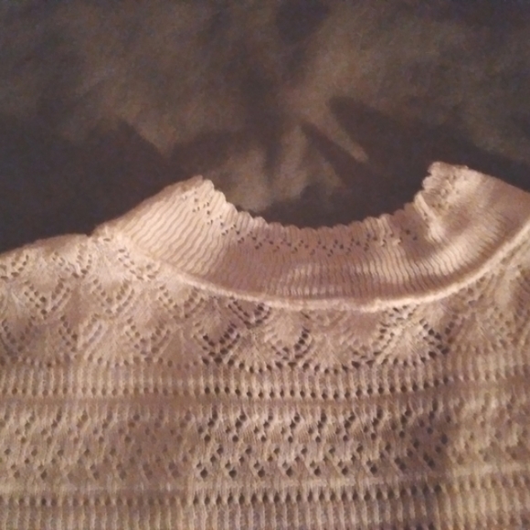 JACLyn Smith sweater Open front Pointelle knit shrug 1X white Y2K style - Picture 9 of 10